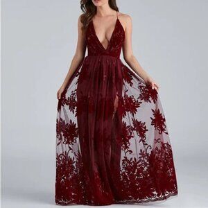 Windsor NWT Morgan Formal Flocked Velvet Dress Womens Size L